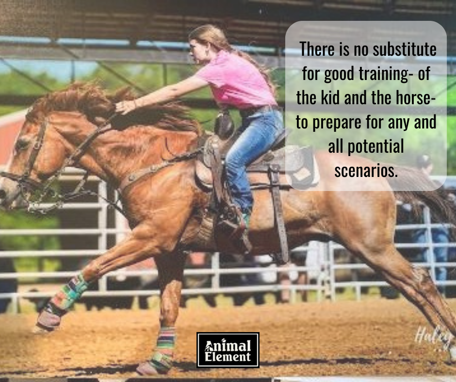 teenage-girl-in-pink-shirt-racing-on-a-horse-with-a-quote-about-good-training-for-horses-and-kids